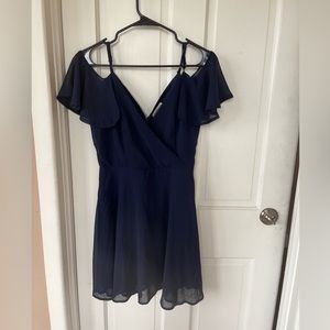 Charlotte Russe Navy Blue Off Shoulder Skater Dress